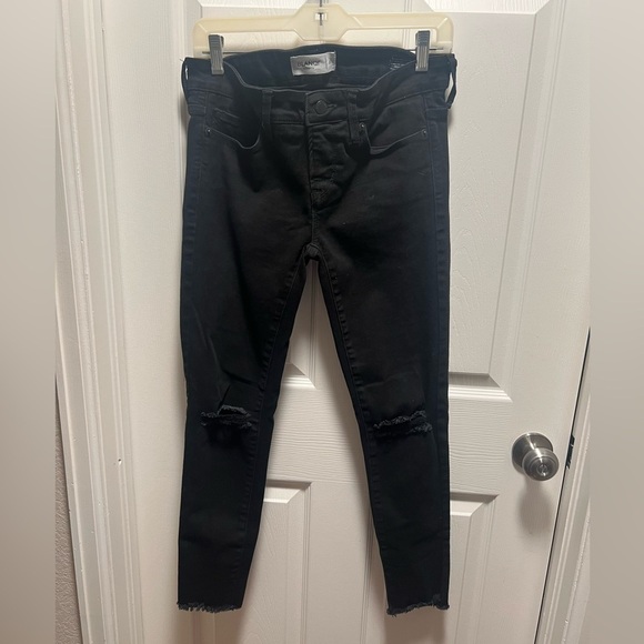 Blanqi | Black Distressed Skinny Jeans Maternity Sz 2 - Picture 1 of 8